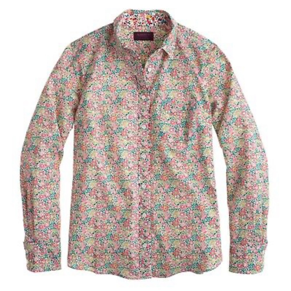 J. Crew x Liberty Of London Tipped Boy Shirt Liberty's Dora's Flowers